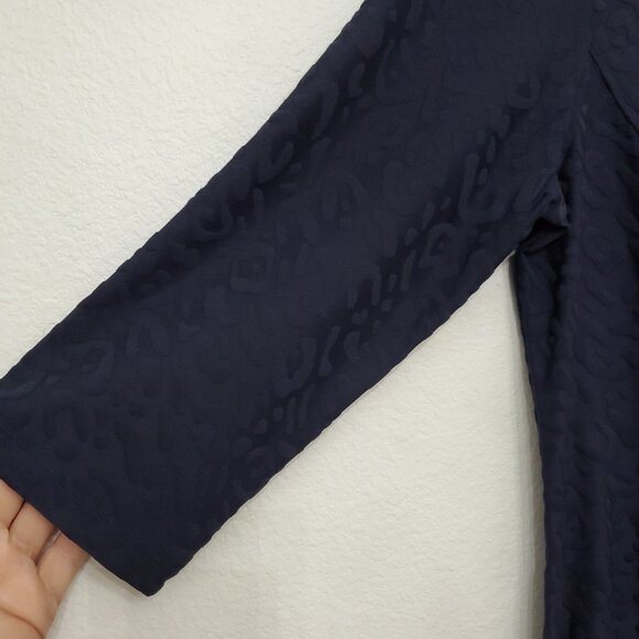 J.McLaughlin Catalyst Navy Dress in Textured Posh Cheetah Jacquard Size Medium - Picture 3 of 14